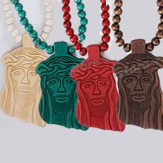 Wooden JESUS Piece Rosary Necklace CHRIST Pendant Chain