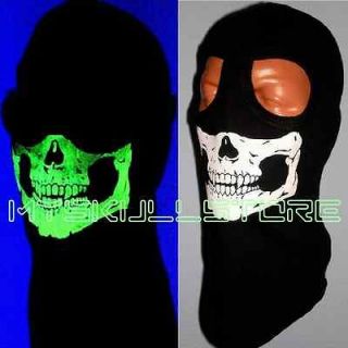   BALACLAVA Skull Mask FULL Face HOOD 2 HOLE SKI THICK GLOW IN THE DARK