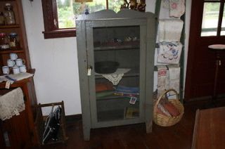 Antique Farm Green Pie Safe Screen Front Hutch Shelving Unit Jelly 