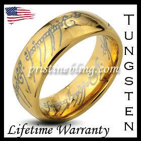   Elvish Rings 14k Gold Plated Tungsten Carbide ONE Ring Mens Jewelry