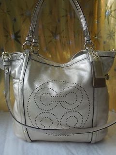   Audrey Large Leather Gold/Brass Cinched Andie Tote Shoulder Bag NWT