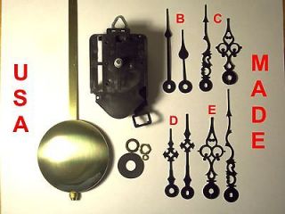 Battery Quartz Pendulum Clock Movement Kit, Choose Your Hands, Dials 