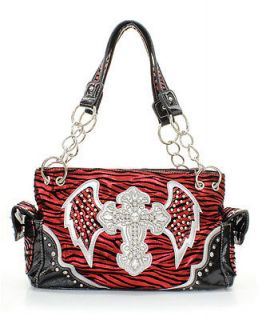 Red Cross & Wings Western Style Handbag with rhinestones NICE
