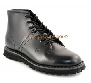   MONKEY BOOT 102 Mens Leather Ankle High Combat Style Boots Goth Shoes