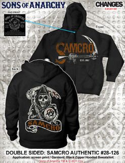 FALL 2012! SONS OF ANARCHY AUTHENTIC EST 1967 HOODIE SOA SAMCRO SWEAT 
