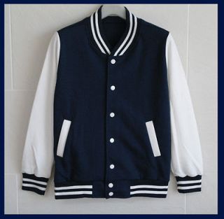 Men Baseball Jacket/Letterm​an Varsity jacket Navy color L sz
