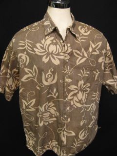 Vintage Alfred Shaheen REYN SPOONER Brown Floral Aloha Hawaiian Shirt 