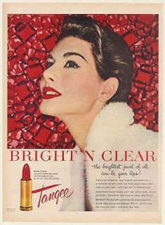   Bright N Clear Red Lipstick Lady Alfred Rainer Mink Cape Print Ad