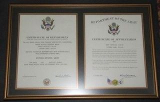 1968 US ARMY RETIREMENT & APPRECIATION CERTIFICATES Signed WICKHAM 