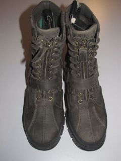 New in Box Ralph Lauren Mens Grey Polo Holden Winter Leather Boots 8.5 