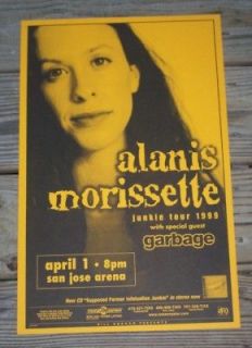 1999 ALANIS MORISSETTE   JUNKIE TOUR San Jose Concert Pole Poster 