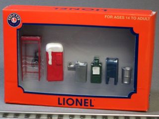 LIONEL CITY ACCESSORY PACK figures o gauge telephone booth vending 6 