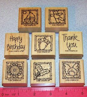   ANYTIME GREETINGS Single Stamps Acorn Thank you Angel Happy Birthday
