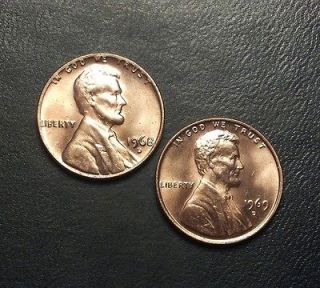 COINS 1968 D 1969 D LINCOLN MEMORIAL PENNY BR. UNCIRCULATED #BN658