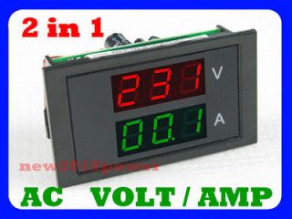 AC 80V/300V 100A Led Dual Red & Green Panel Volt Amp Meter + Current 