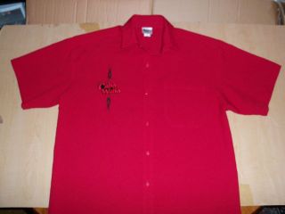 Large Red Polyester Cabo Wabo Island Cantina Embroidered Button Up 