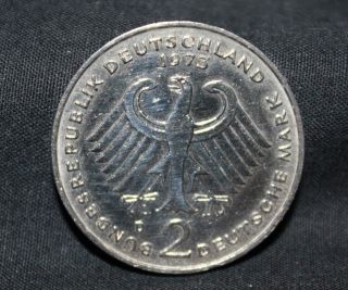 1973 GERMAN 2 DEUTSCHE MARK COIN (VF) (D mint mark) GERMAN COIN