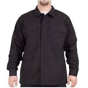 72002 Black 5.11 Tactical Long Sleeve TDU Shirt w Optional Epaulet 