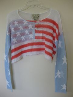 WILDFOX COUTURE BORN ON THE 4TH OF JULY BILLY CROPPED SWEATER NWT XS 