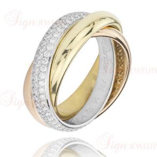 CARTIER Trinity Collection 18k Tri Gold Diamond Band Ring