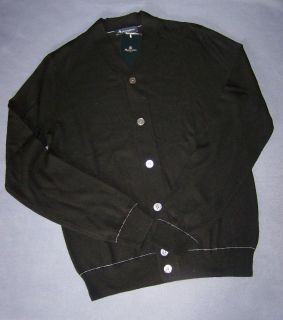 Aquascutum Mens Black Verwood Wool 6 Button Fronted Cardigan Sz M