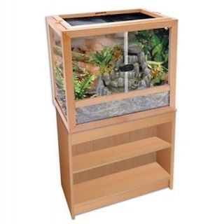 Penn Plax Natural Wood and Glass Terrarium w/ Stand Reptile Cage 