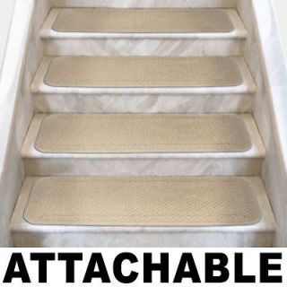   of 12 ATTACHABLE Carpet Stair Treads 6x23.5 IVORY CREAM runner rugs