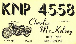 vintage CB radio QSL postcard motorcycle McKelvey family 1960s Marion 