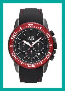 Armani Exchange AX1204 A/X Mens Black Rubber Band Chronograph watch
