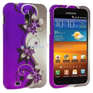 Purple Swirl Flower Design Case Cover for Samsung Sprint Galaxy S2 