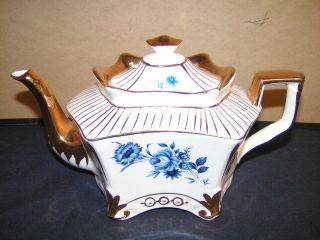 Tea pot Arthur wood blue floral antique VERY PRETTY
