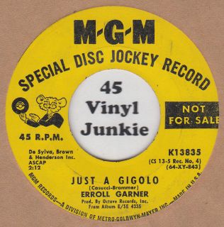 Errol Garner promo 45 rpm Just A Gigolo on MGM Records