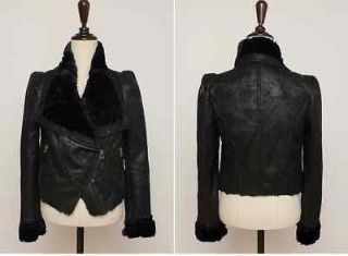 Runway,luxury power shoulder aviator shearling rider jacket for S,M,L