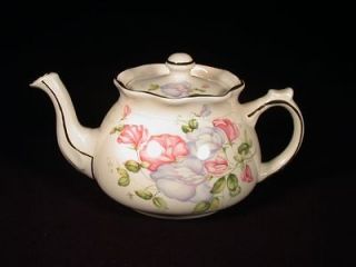 Arthur Wood Teapot Off Whi​te w/Pink & Lavender Sweet Peas