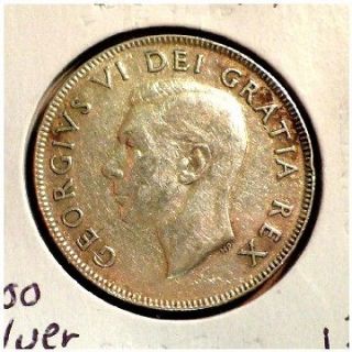 Canada 50 Cents 1951,.800 Silver,VF+
