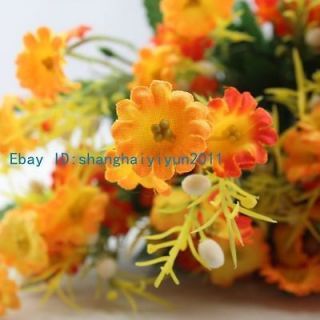 140 PCS Silk Flowers Buds Artificial Flowers Home Decoration (Orange 