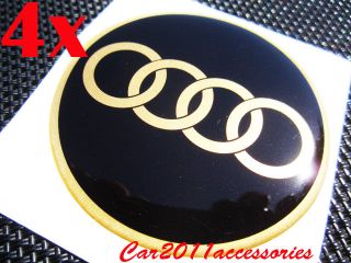 AUDI Wheel Center 3D Sticker Cap Trim 4 x 60mm LIQUID LENS Black 
