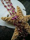 Swarovski or Monet? Purple Pink Fuchsia Crystal Bezel Set 34 Necklace