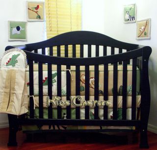 Aspen Solid Wooden Black Ebony 4 in 1 Functional Sleigh Toddler Bed 