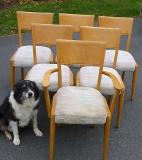 SET 6 EARLY HEYWOOD WAKEFIELD DINING CHAIRS   C3595   WHEAT   NR