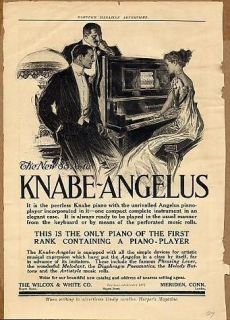   Angelus Player Piano Ad New 88 Note Harpers Mag FX Leyendecker Art