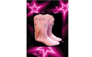 SMOKY MOUNTAIN TEXAS SILVER GLITTER STAR PINK GIRLS /KIDS YOUTH BOOTS 
