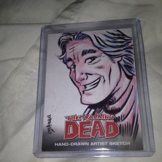 2012 The Walking Dead Comic color Sketch Hand Drawn Card 1/1 By 