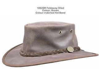 Barmah Foldaway OILED Leather Hat AUSTRALIAN MADE med