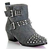NIB TWIGGY LONDON CHARCOAL SUEDE ANKLE BOOTS WITH FACETED STUDS 9.5 M