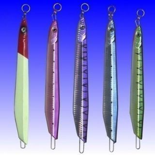 FIVE 3.5oz (100gr) Butterfly Style Knife Jigs with Hooks & Rings   Red 