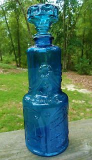   1960s Retro Barware Decanter & Stopper Cobalt Blue Glass Genie Bottle