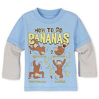 New Curious George Long Sleeve Mock Layer Shirt 2T 3T 4T 5T