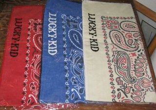 LUCKY BRAND JEANS Lucky Kid BANDANA Dew Rag BLUE or RED or TAN NEW 