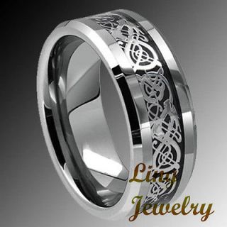   Tungsten Carbide Celtic Mens Jewelry Wedding Band Silver Ring SZ7 13